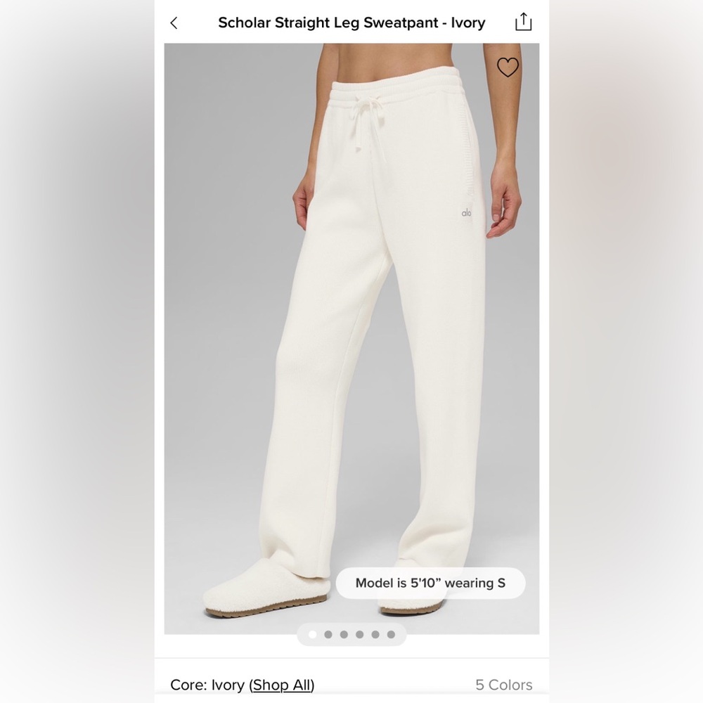 Alo Scholar Straight Leg Sweatpants Ivory Size S